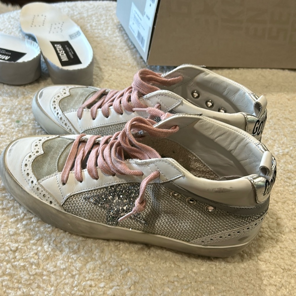 Golden Goose midstar silver glitter star